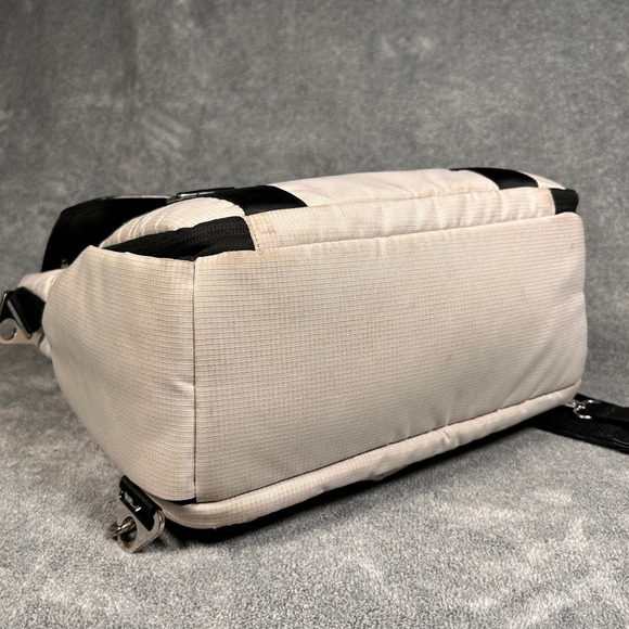 Backpack Changing Bag Quilted Leather Cream Black Travel Bag - Picture 10 of 16